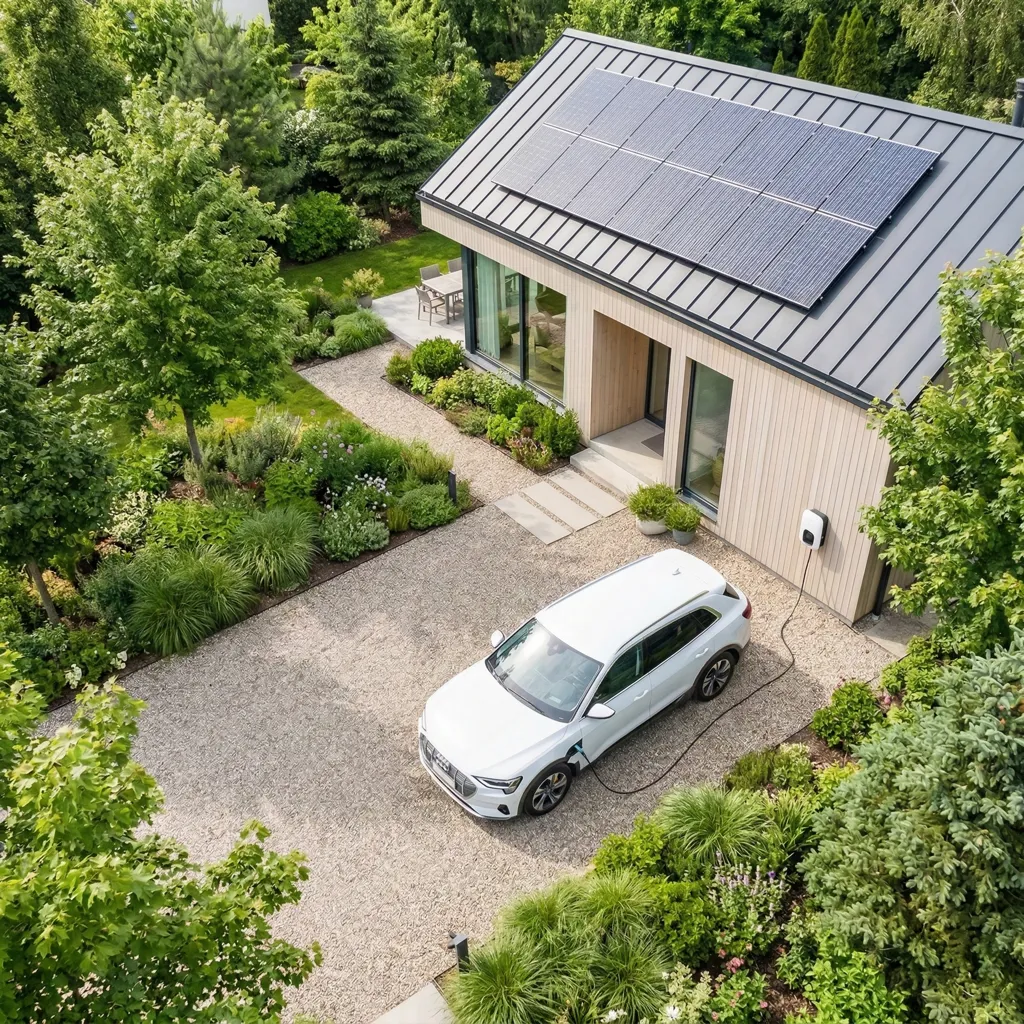 Elektromobil v zelené přírodě