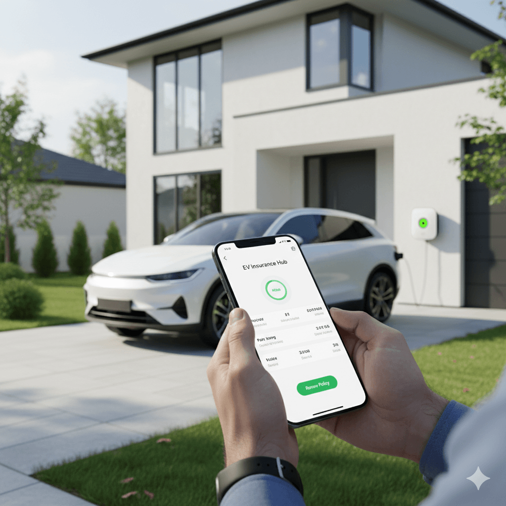 Elektromobil parkující před domem s wallboxem