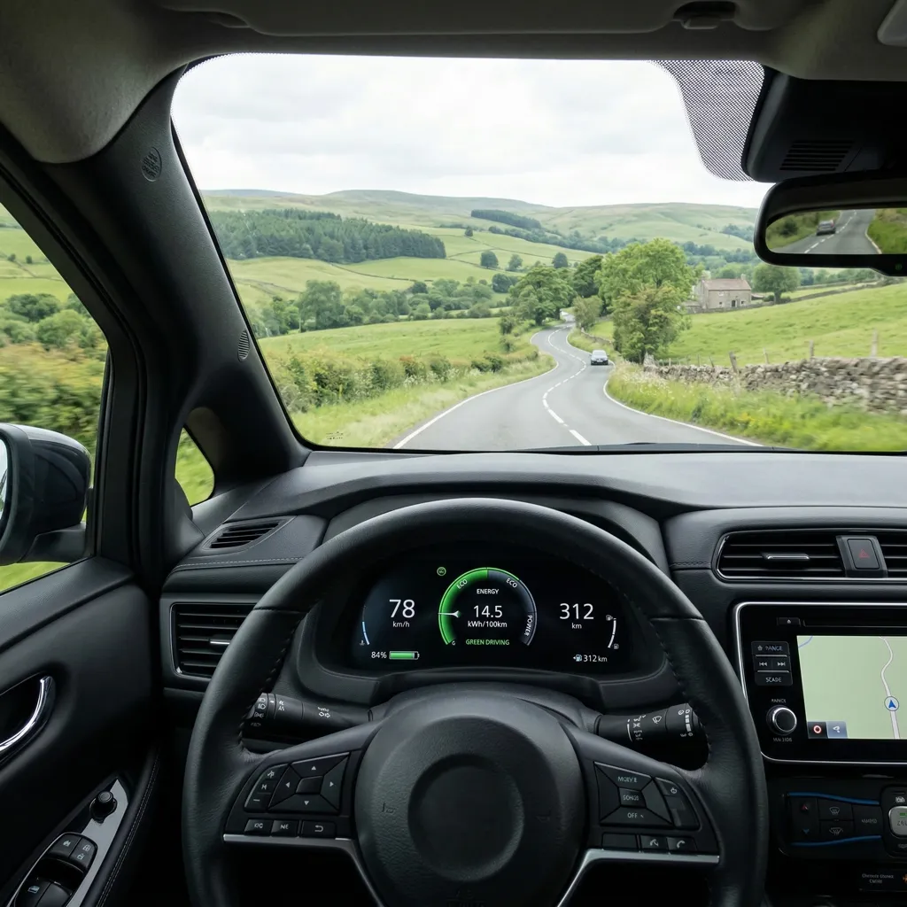 Displej elektromobilu se spotřebou