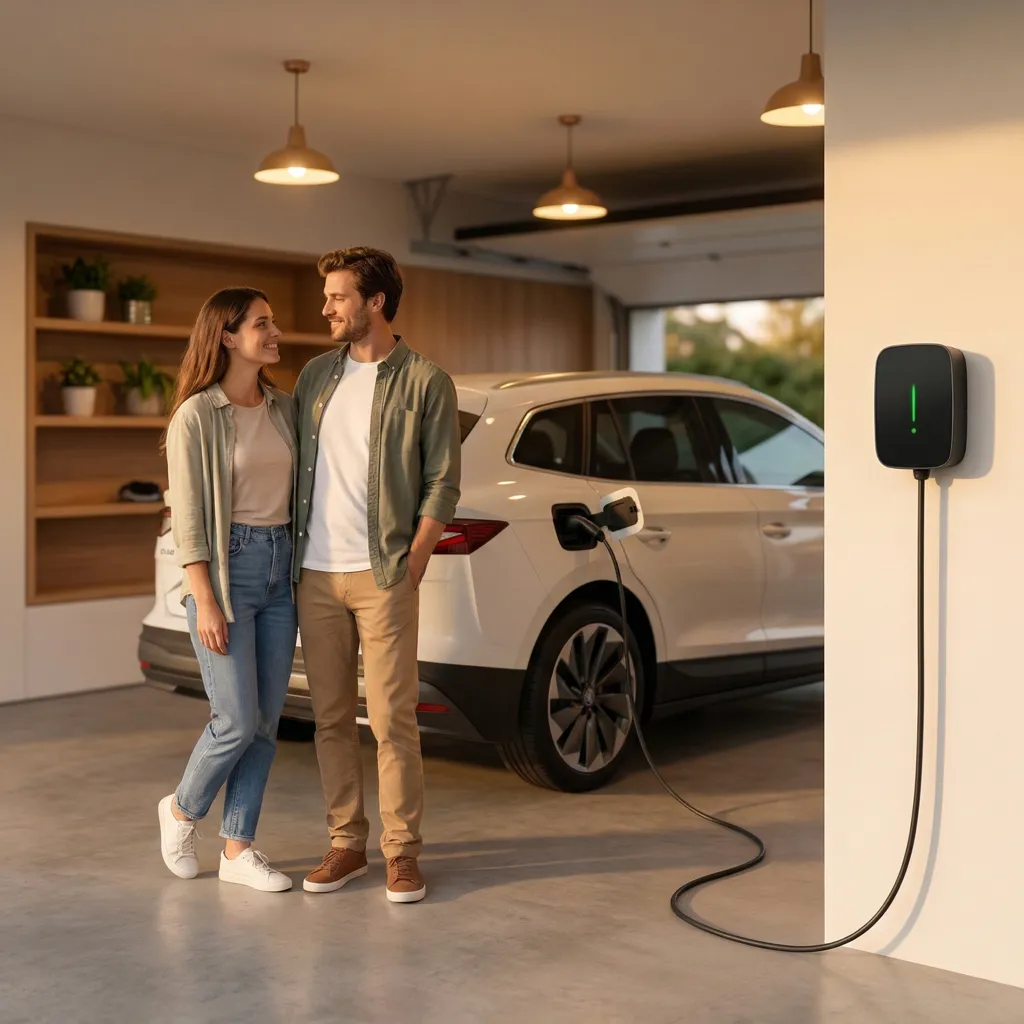 Elektromobil u domácí nabíječky